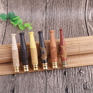 1 Pcs Wood-Carved Cigarette Holder Simple Pipe Smoking Pipes Tobacco Pipes High-Quality Smoke Mouthpiece Cigarette Holders