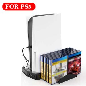 Game Accessory Bundles Chargers Cooling Fan Vertical Stand CD case With 3 USB Charger Ports For PlayStation PS5