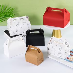 White Kraft Paper Box with Handle Wedding Birthday Christmas Gift Wrap Cookie Muffin Cupcake Baking Cake Boxes