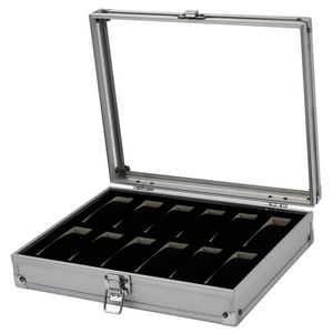 Wholesale-Professional 12 Grid Slots Jewelry Watches Display Storage Square Box Case Aluminium Suede Inside Container New Hot Selling 173 Q2