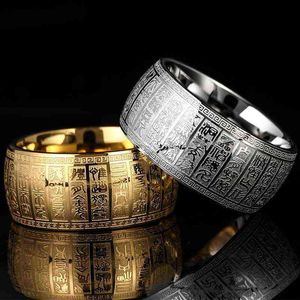 Accessories men's golden charm Buddhist titanium steel ring accessories