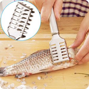 Rostfritt stål fiskvågar Remover Meat Tool Brush Cleaning Fishing Knife Kitchen Shaver Cleaner Descaler Fishes Skin Tools