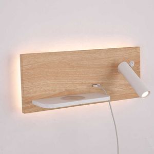 Zerouno Modern El Wall Lamp Wall Lights Fixture Bed Roomのヘッドボード読書ランプの夜LEDワイヤレスUSB充電器のバックライトライト210724