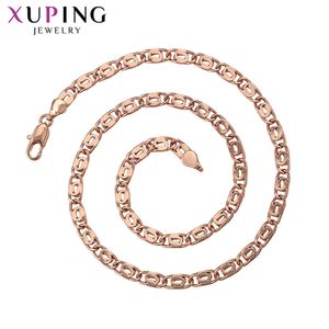 Xuping No Stone Necklace Women Rose Gold-color Plated Fashion Environmental Copper Jewelry Trendy Gifts 45600