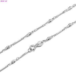 BOCAI SOLIDE S925 Sterling Silver Necklace 2021 New Fashion Classic Charm Eleganckie damskie Thai Silver Twist Neck Chain Q0531