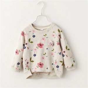 طفل الفتيات الخريف المطبوعة الأزهار سترة بأكمام طويلة الكورية قاع قميص الزهور جولة الرقبة الاطفال قمم 211029