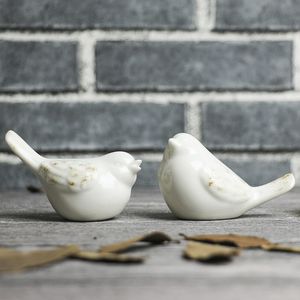 Lovely Ceramic Birds Nordic Style White Home Decoration Desktop Ornaments Creative Craft Gift Landscape Figurines Animal DHLL01 C0220