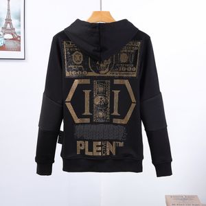 Plein Bear Marka Sıcak Kalın Sweatshirt Hip-Hop Gevşek Kişilik Kişilik Kafatası Kazak Rhinestone Lüks Erkek Hoodie 7918