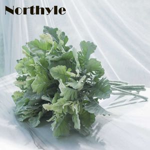 Northyle 6pcs / lot artificiell falsk plast lamm öra blad gräs växter bröllop hem vardagsrum diy dekoration 210624