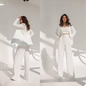 Summer Biała Mother of the Bride Pants Suit Kobiet Kobiety Panie Formal Evening Party Tuxedos Zużycie na ślub 2 szt. 299f