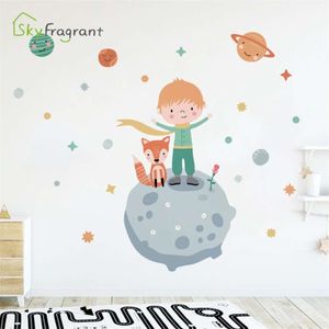 Kids Room Decoration Cartoon Little Prince Planet Wall Sticker Self-adhesive Baby Bedroom Wall Decor Home Decor House Stickers 210929
