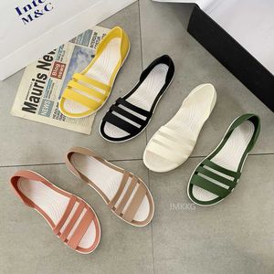 Frauen Sommer Flache Gelee Sandalen 2020 Offene Slip Auf Rutschen Hausschuhe Candy Farbe Casual Strand Outdoot Weibliche Gelbe Schuhe y0721