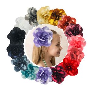 6 Inch Child Girl Big Cloth Flower Hair Clip For Kid Party Barrette Hairpin Ribbon Accessory Boutique Bowknot