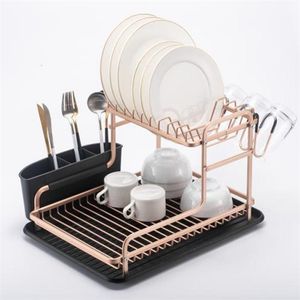 DISH Torka Rack Kökshylla Arrangör över diskbänksredskap Hållare Skål Tömning Storage 211112