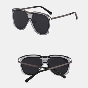 Unisex-Sonnenbrille mit doppelschichtiger Linse, großem Rahmen, Buchstabenmuster, UV-Schutz, Persönlichkeitssonnenbrille