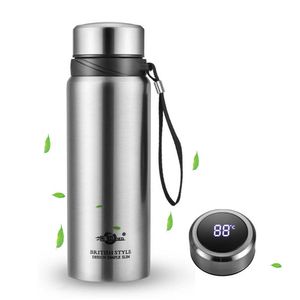 1500ml Duża pojemność stal nierdzewna Thermos Butelka Smart Temperatura Wyświetlacz Flask Próżnia Travel Water Cup 210615