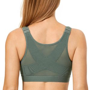 Kvinnors full täckning Trådlös X-form Back Support Non Padded Front Closure Contage Bra Plus Storlek