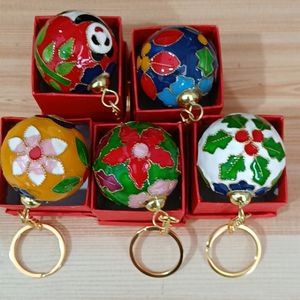 10 pcs cloisonne esmalte filigrana 40mm bola colorida keychain festa de retorno presente para handcrafts chineses