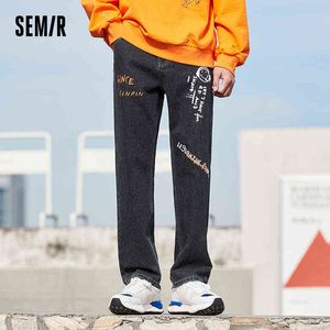 SEMIR Jeans Men 2021 Summer New Loose Straight Trousers Trend Fun Graffiti Pants Fashion Ins Demin Pants For Man G0104