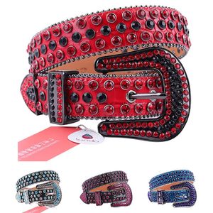 Cintos Red Punk Cinto Cowgirl Y2K Cowboy Masculino Bling Cristal Pin Buckle Luxury Designer para Homens Western Rhinestone Cinto