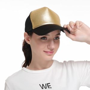 Bronze Caps großhandel-Ballkappen Frauen Mädchen Glitter Baseballmütze Mode Bronzing Silber Helle Gesicht Sommer Sonnennetz Outdoor Hat