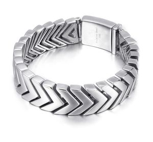 Punk Style Snake Bone Link Clavicle Chain Stainless Steel Men's Bracelet Bangle 18mm 8.66 Inch 132g Weight Silver