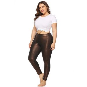 Spodnie damskie Capris Gold Glitter Shiny Plus Size Woman Spodnie Sexy Clubwear Sportswear Casual Compression Bronze Pot