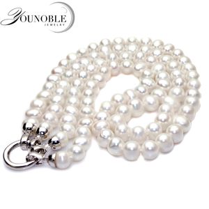 Prawdziwy podwójny naszyjnik dla kobiet, prawdziwy biały ślub naturalny perłowy naszyjniki rocznica prezent