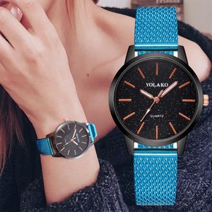 Wristwatches Luksusowy Zegarek Kobiet Yolako Damskie Casual Kwarcowy Plastikowy Skórzany Band Gwiaździste Niebo Nadgarstek