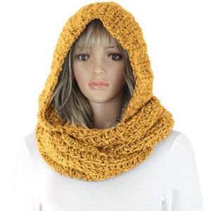 Wholesale woolen wraps for sale - Group buy Scarves Fashion Hooded Scarf Women Pure Color Woolen Cap Knitted Soft Shawls Ear Protection Set Hat Winter Warm Accessories