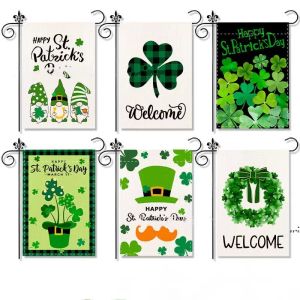 Feiertagsflaggen großhandel-St Patricks Day Garten Flagge DIY kleine vertikale grüne Parade Urlaub außerhalb Dekor für Garten Bauernhaus cm cg001
