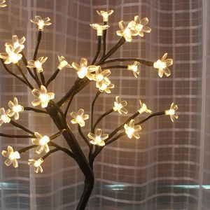 Hem LED Cherry Blossom Tree Light Desk Top Bonsai Light Crystal Flower Table Lampa För Fest Bröllop Juldekor Nattljus för sovrumsbrytare