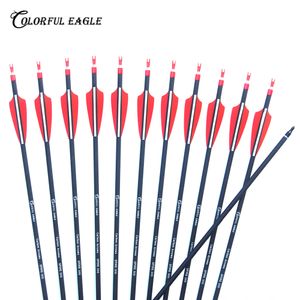 28 quot quot quot Carbon Shaft Arrows with Field Points Replaceable Tips Plastic Vanes Huntingdoor Archery Outdoor Sports Hunting Shooting