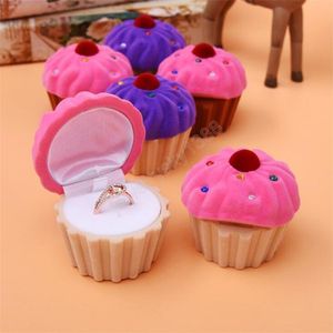 3 Colors 60*58MM Velvet Cake Shape Ring Box Jewelry Gift Boxes For Rings Wedding Engagement Couple Jewelry Packaging Box