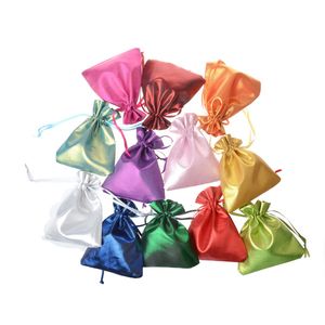 M Gift Packaging Bags Drawstring Bag X12CM Satin Mini Pouches Rings Necklace Small Jewelry Bags Colorful Wedding Party Favor T2