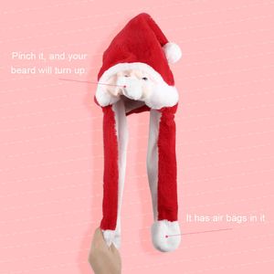 Christmas Hats Moving Ears Cute Deer Hat Airbag Santa Claus Prezent Dziecko Pluszowa Zabawka Xmas LED Light Cap