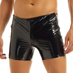 Underpants Herren erotische Lederhosen kurz für Sex Porn Latex Reißverschluss neben männlichem Patentboxer Sexy Bottom Unterwäsche