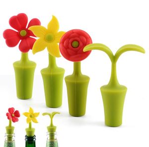 Silicone Flower Wine Stopper Tools Reusable Beer Champagne Whiskey Bottle Cork Vacuum Sealed Cover Bar Accessories Barware SN2846