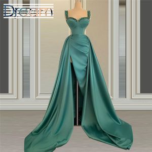 Gorgeous Evening Dresses 2021 Crystals Beads Dubai Mermaid Prom Dresses Arabic Sleeveless Party Gowns Custom Made Vestidos De Festa