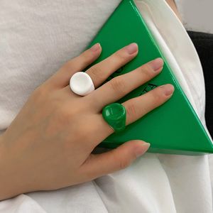 Italian design high sense baking varnish candy green ring enamel drop glaze irregular round men's and women's ring