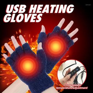 Atmungsaktive USB-beheizte Handschuhe, 5 V, batteriebetrieben, gestrickt, Heizung, 3 Modi, Winter, Outdoor, Sport, Radfahren, Skifahren