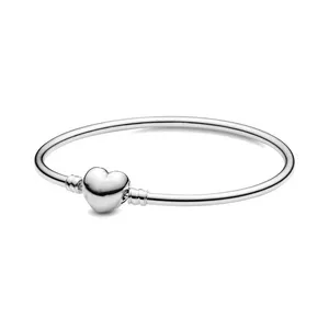 Fine jewelry Authentic 925 Sterling Silver Bead Fit Pandora Charm Bracciali cuore chiusura braccialetto braccialetto catena di sicurezza ciondolo perline fai da te