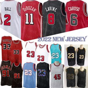 Lonzo Ball Demar Derozan Basketbal Jerseys Zach Lavine Jersey Alex Caruso Mens T shirt th Jubileum Scottie Pijpen Dennis Rodman New Jersey