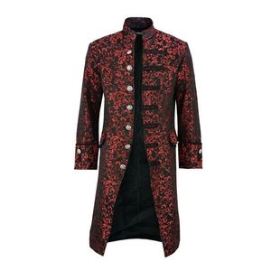 Herrgravrockar herr vintage tailcoat jacka gotisk lång steampunk formell viktoriansk rockrock män cosplay scen prestanda kostym 5xl