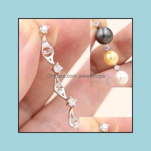 Jewelry Settings 3 Drop Pearl Pendant Necklace Setting Mounting Base Solid 925 Sterling Sier Womes Diy Findings Accessory Mounts Wholesale D