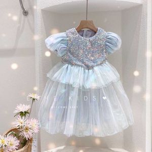 Summer Spanish Children Girls Tutu Dress for Princess Kids Lovely Sequins Vestido Birthday Party 210529