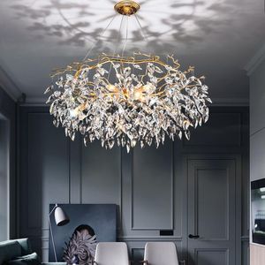 Takfläktar Moderna ljus lyx matsal sovrum kristall hong kong stil personlighet kreativt levande projekt pendelljus lx110716