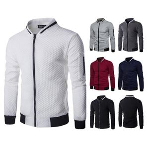Mens sólido cores zíper hoodies moda tendência manga longa diamante lattice cardigan sweatshirts macho scrim slim pullover tops