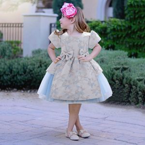 Floral Princess Dresses for Kids Girls Bridesmaid Pageant Gown Girls Dresses Födelsedagsfest Bröllopsklänning Q0716