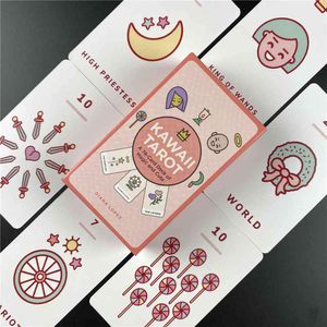 New Kawaii Tarot Cards Симпатичные Детская Настольная игра Полный английский PDF Семейный вечеринки Столовые карты Игры для женщин Девушки любят 14HB